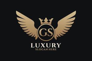 Luxury royal wing Letter GS crest Gold color Logo vector, Victory logo, crest logo, wing logo, vector logo template.