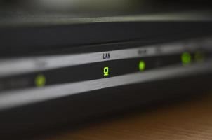 Green indicator on internet router photo