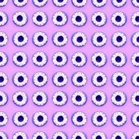 Many small plastic donuts lies on a pastel colorful background. Flat lay minimal pattern. Top view photo