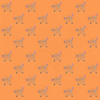 Shopping addiction, shopping lover or shopaholic concept. Many small empty shopping carts perform a pattern on a pastel colored paper background. Flat lay composition, top view photo