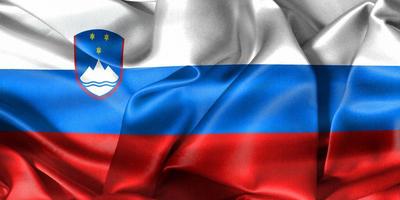 Ilustración 3d de una bandera de eslovenia - bandera de tela ondeante realista foto