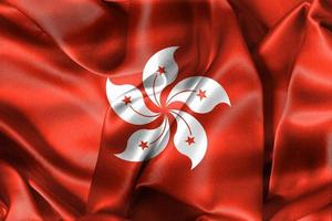 bandera de hong kong - bandera de tela ondeante realista foto