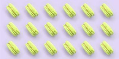 pastel de postre de lima macarrón o macarrón en la vista superior de fondo lila pastel de moda foto