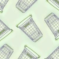 Pattern of many small shopping carts on a lime background photo