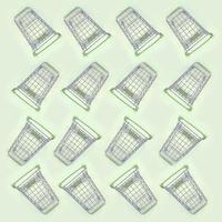 Pattern of many small shopping carts on a lime background photo