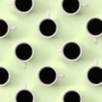 Many small white coffee cups on texture background of fashion pastel lime color paper photo