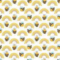 Honey Bee seamless pattern summer designs are perfect for fabric design, textile, wallpaper, wrapping paper, packaging and other trendy products. photo