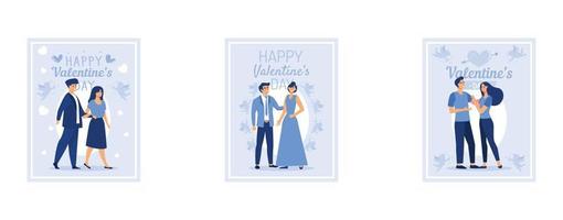 couple in love, Happy Valentine's Day, February 14 is the day of all lovers, set flat vector modern illustration