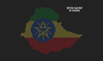 Mapa de la bandera de Etiopía, ilustración vectorial punteada abstracta vector