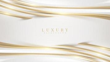 White luxury background with golden curve line element and glitter light effect decoration. Vector illustration.