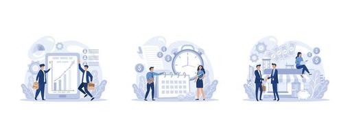 Financial or business profession set. Business character making financial operations and developing. Audit, insurance, financial consultant and analyst, set flat vector modern illustration