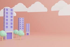 Residential, Condo Building, Residential Building, High-rise Building, Apartment, City Building, 3D illustration with soft light, pastel color model. photo