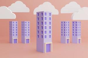 Residential, Condo Building, Residential Building, High-rise Building, Apartment, City Building, 3D illustration with soft light, pastel color model. photo