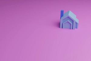 1 casas residenciales sobre fondo rosa, selección de casa, selección de vivienda, encontrar un hogar, ilustración 3d con luz suave foto