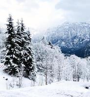 hallstatt dreamscape invierno nieve montaña paisaje aventura al aire libre con cielo azul en un día nevado, austria foto