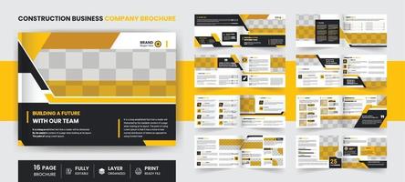 Landscape Construction 16 Page corporate cover design, annual report, business a4 brochure template vector