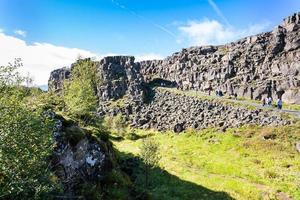 road in Almannagja gorge in Thingvellir park photo