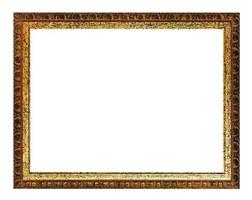 Aged carved golden and brown wooden picture frame photo