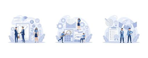 Financial or business profession set. Business character making financial operations and developing. Audit, insurance, financial consultant and analyst, set flat vector modern illustration