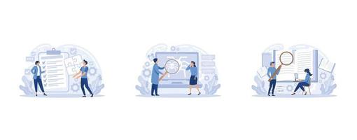 Customer experience, project delivery, beta testing, user guide, Software development, new product launch, technical helpdesk, set flat vector modern illustration