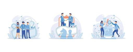 Meet our team, strategic partnership crowdfunding, Cooperation and teamwork, Entrepreneurship success, Effective business development, team management, set flat vector modern illustration