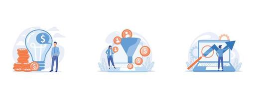 Intellectual property, Sales funnel, Software testing, set flat vector modern illustration