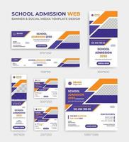 School education admission cover layout social media and web banner bundle set standard size Vertical, horizontal and square template. vector