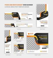 Food and restaurant web banner and social media post template design standard size vector