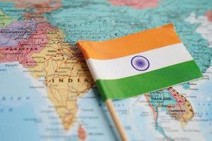 Bangkok, Thailand - May 15, 2022 India flag on world map. photo