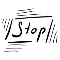 Hand drawn stop sign with lines. Doodle style vector