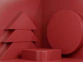 3d rendered studio mock up christmas background for product presentation,  with christmas tree. photo