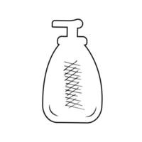 Doodle dispenser. Hand sanitizer. Flat color icon. Vector isolated illustration