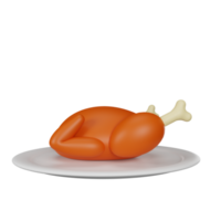 Icono de acción de gracias de pavo asado de renderizado 3d png