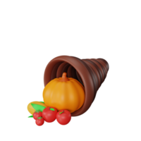 icône de thanksgiving de corne d'abondance de rendu 3d png