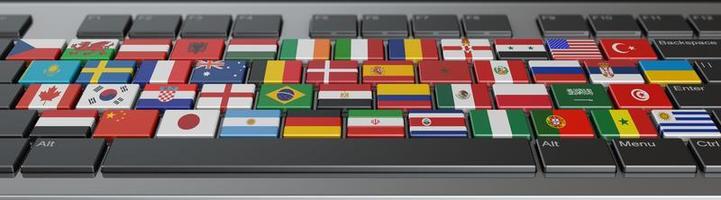 Computer keyboard with flags photo