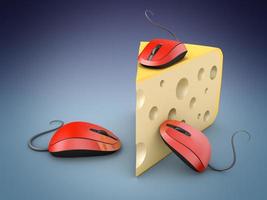 Three computer mice and cheese photo