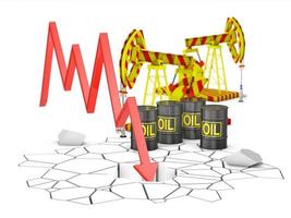 Arrow graph next to barrels photo