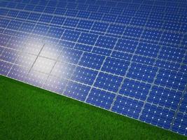 Solar panels on  grass photo