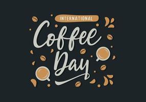 International coffee day background poster with cup and beans. vector