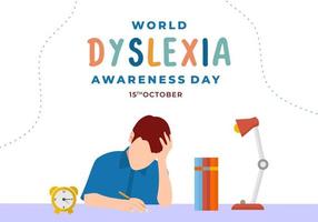 World dyslexia awareness day background celebrated on october 15. vector