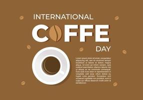 International coffee day background banner poster with cup and bean vector