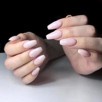 French manicure on the nails. French manicure design. Manicure gel nail polish photo