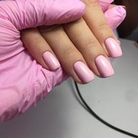 French manicure on the nails. French manicure design. Manicure gel nail polish photo