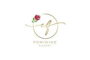 initial CQ Feminine logo beauty monogram and elegant logo design, handwriting logo of initial signature, wedding, fashion, floral and botanical with creative template. vector