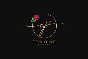 initial CP Feminine logo beauty monogram and elegant logo design, handwriting logo of initial signature, wedding, fashion, floral and botanical with creative template. vector