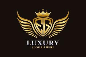 Luxury royal wing Letter EG crest Gold color Logo vector, Victory logo, crest logo, wing logo, vector logo template.