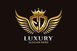 Luxury royal wing Letter EQ crest Gold color Logo vector, Victory logo, crest logo, wing logo, vector logo template.