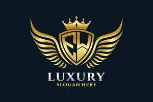 Luxury royal wing Letter EW crest Gold color Logo vector, Victory logo, crest logo, wing logo, vector logo template.