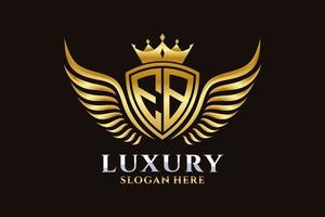 Luxury royal wing Letter EB crest Gold color Logo vector, Victory logo, crest logo, wing logo, vector logo template.