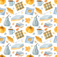 Watercolor autumn pattern png